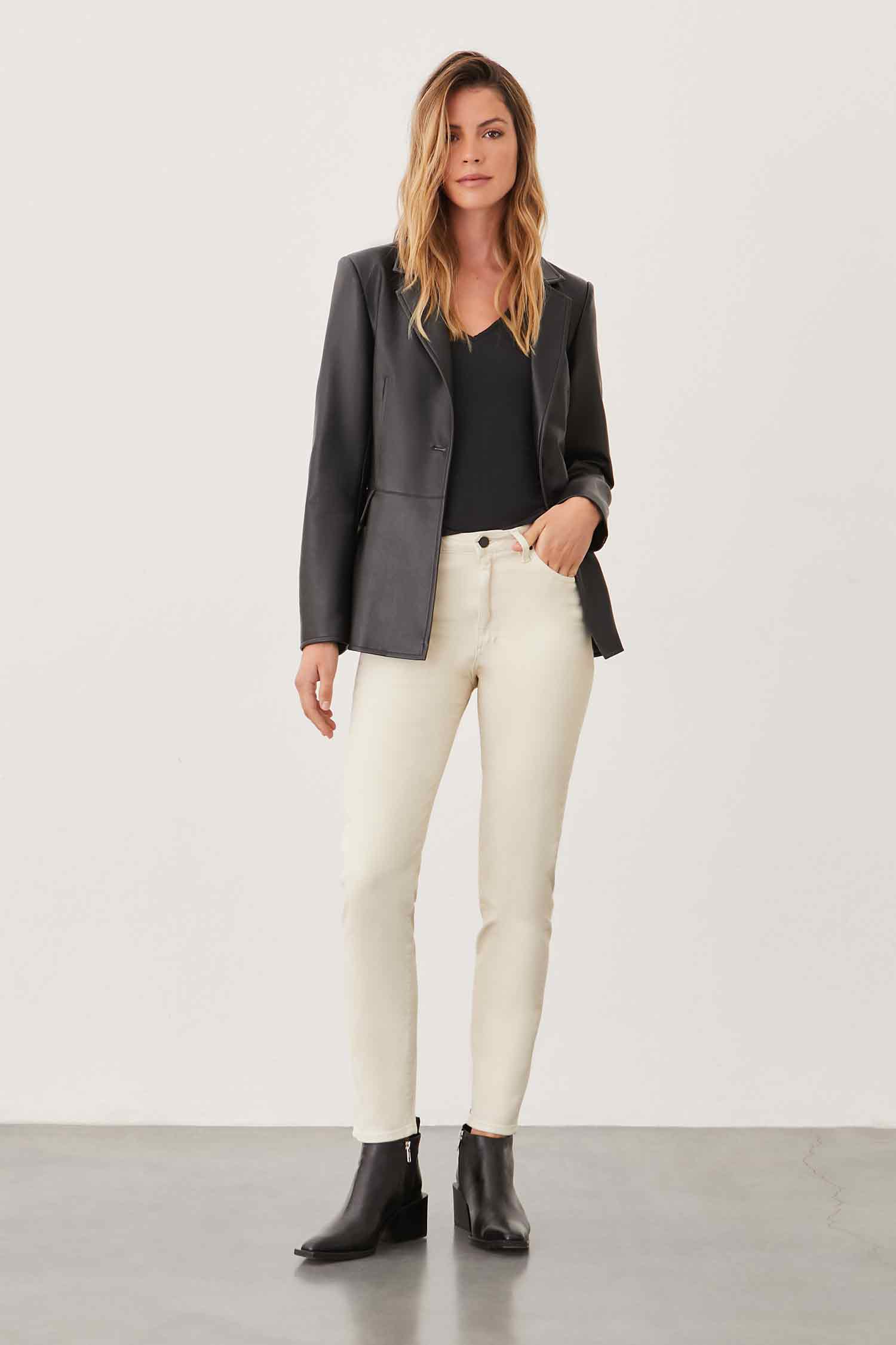 PANTALON KATY SL ECRU LEATHER